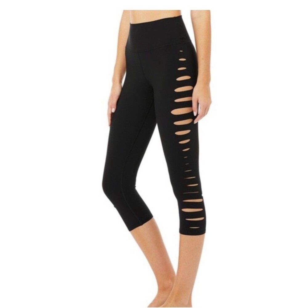 Alo Yoga High-Waist Side Sliced Capri Leggings Black Small